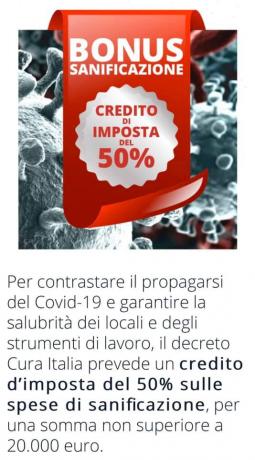 Credito di Imposta 50% per Sanificazione-Bonifica: COVID-19