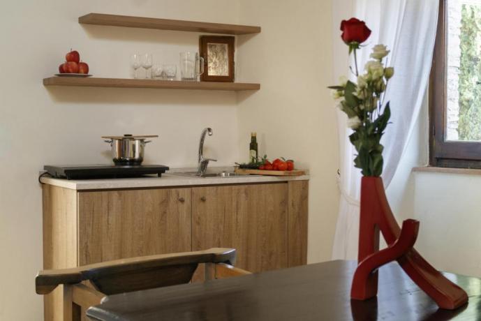 Cucina in Appartamento Le-Viole per 3 persone Borgo-sul-Clitunno 