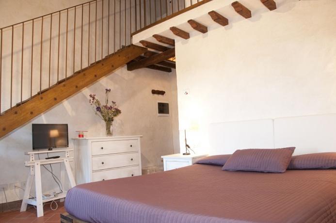 Camera, TV, appartamento 4 persone, campagna toscana