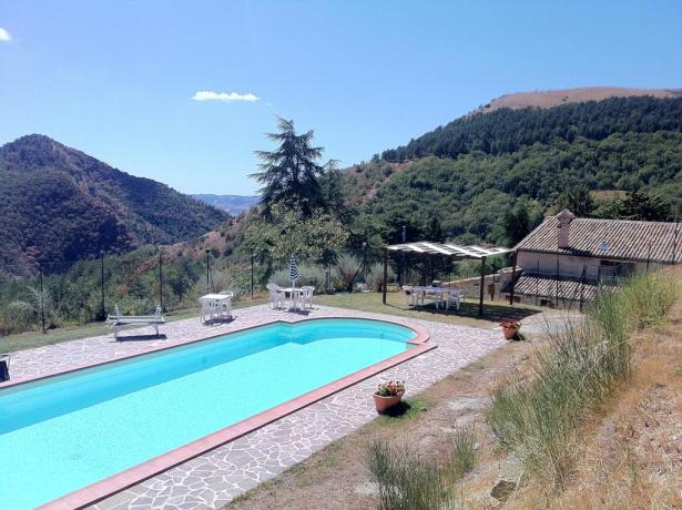 Ampia piscina vista panorama nella natura
