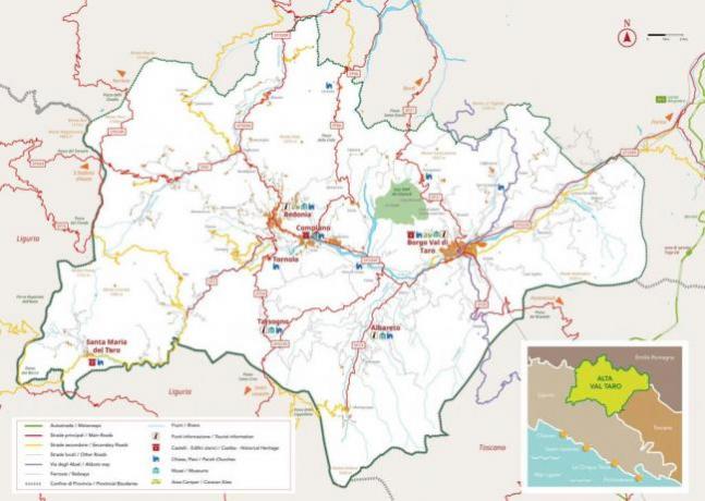 Mappa stradale punti d'interesse turistico della Valtaro
