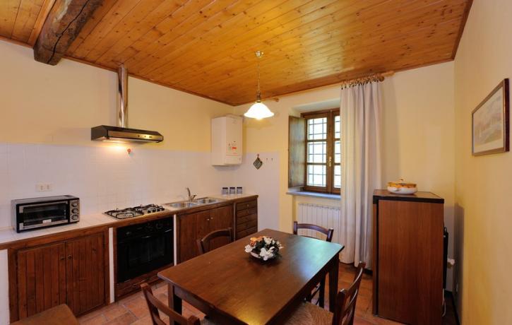 Cucina Appartamenti Olivo, Glicine, Vigneto vicino al Trasimeno 