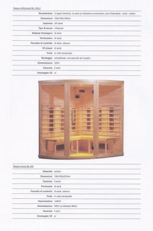 Sauna Infrarossi professionale in legno. Scheda tecnica
