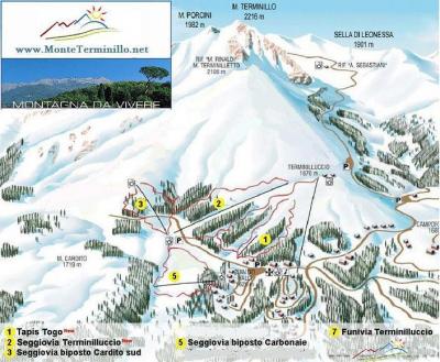 Terminillo, mappa impianti di risalita, e piste
