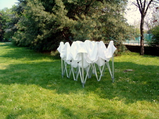 Esempio apertura a pantografo gazebo in alluminio.