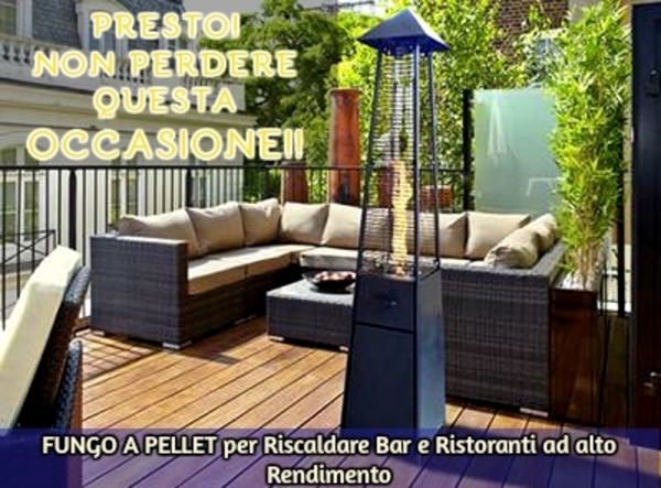 Fungo riscaldante in acciaio Bioetanolo e Pellet
