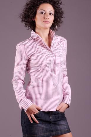 Camicia donna arricciata sul davanti maniche lungh