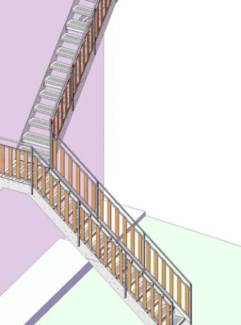 parapetto in acciaio zincato e legno