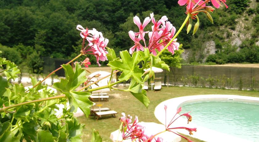 Fioritura e scorcio della piscina  