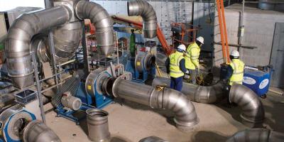 Tubazioni di collegamento sala ventilatori acciaio inox