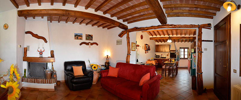 Cucina attrezzata con Camino Villa principale, Toscana