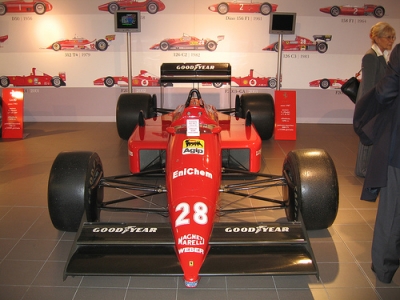 Detail of the showroom of Ferrari