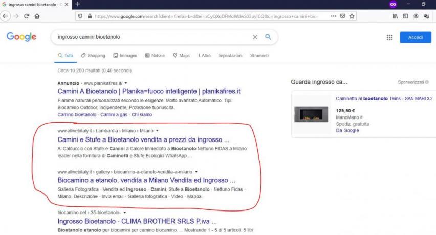 Come Fare Pubblicita in Internet: Ingrosso-Camini-Bioetanolo