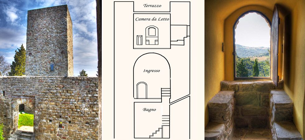 Camera sulla torre del Castello a Gubbio 