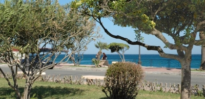 Tidy city and green areras along the promenade in Siderno