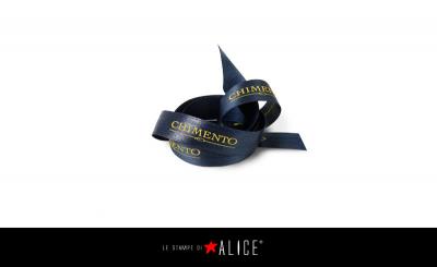 Raso blu Marine 20mm stampa caldo gialla 	