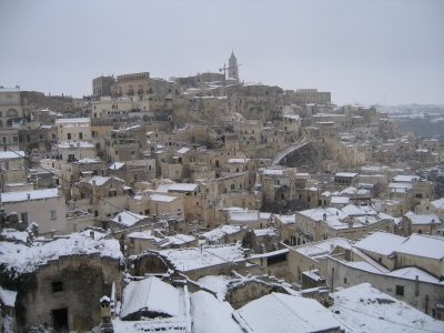 Snowcovered Sassi di Matera 