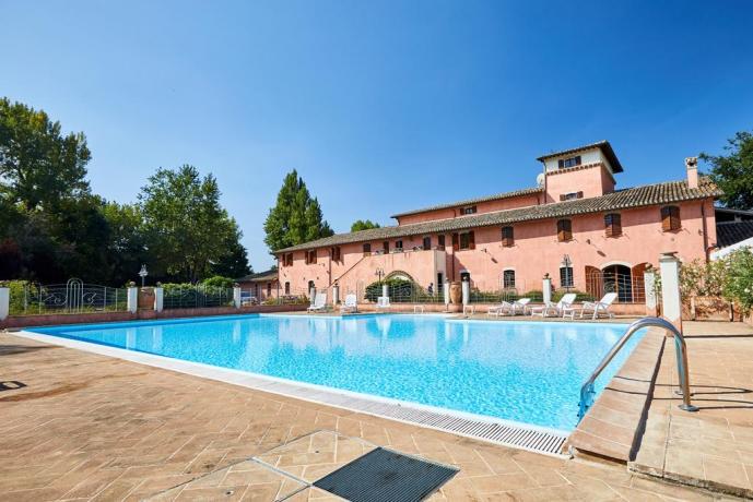 Country house and swimming pool view