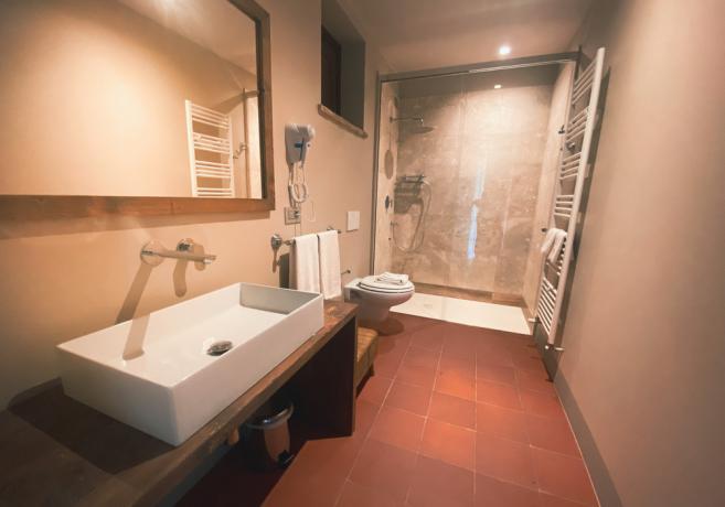 Bagno privato in camera con doccia walk-in Torricella 