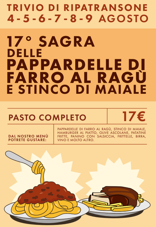 SAGRA DELLE PAPPARDELLE DI FARRO AL RAGÙ E STINCO DI MAIALE ARROSTO