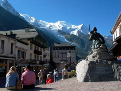 Walking in Chamonix on Monte Bianco