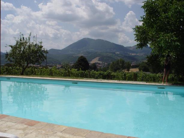 Piscina panoramica in agriturismo a Umbertide con solarium 