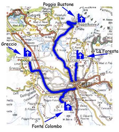 Mappa dei percorsi: Valle santa e santuari