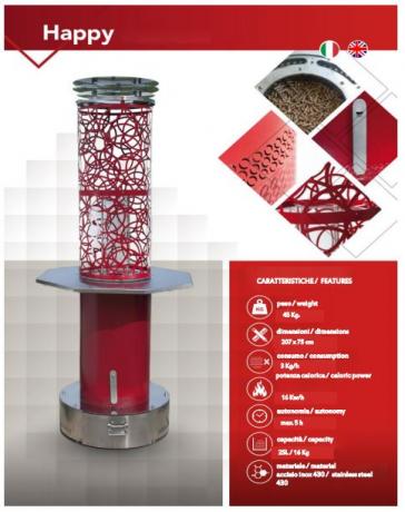 Stufa/Fungo Riscaldante mod. HAPPY pellet-legno-tutolidimais,