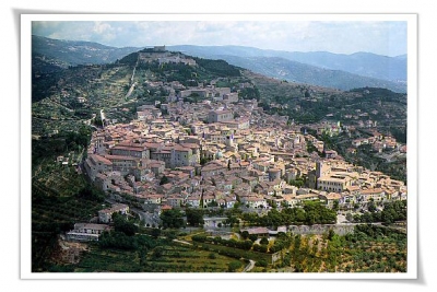Cortona in the hills in Tuscany
