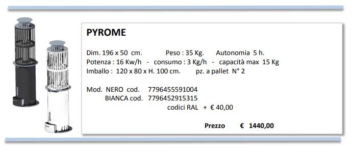 Fungo Riscaldante PYROME 3mt irraggiamento, basso-consumo, 5-ore-durata