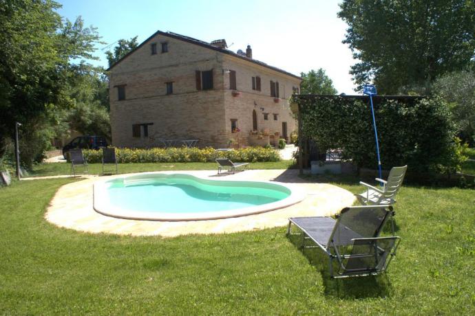 Veduta della piscina dal B&B a Macerata