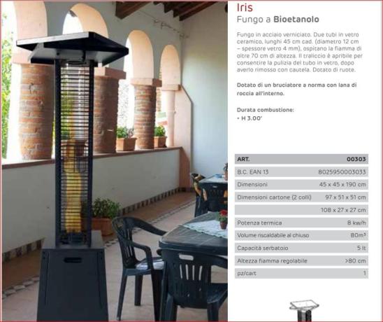 Fungo Riscaldante a Torre a Bioetanolo