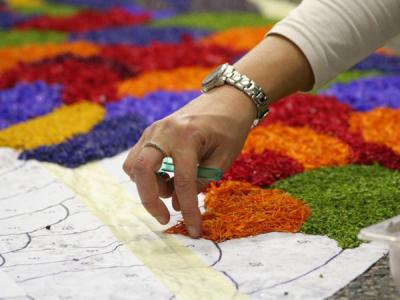 Preparazione dell'infiorata 