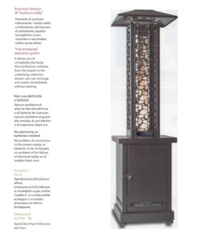 Stufa TOTEM Pellet alto Rendimento, scarico a caldo