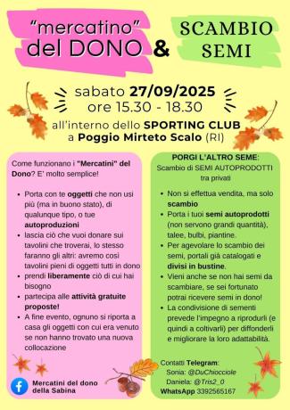Mercatino del Dono e Scambio Semi autoprodotti