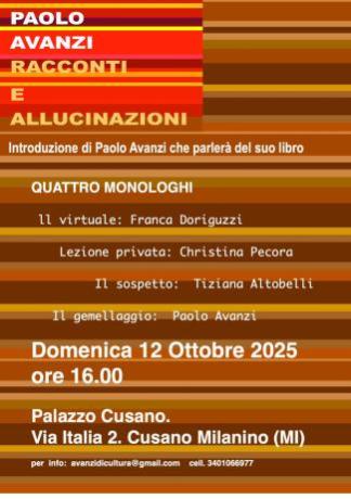 Racconti e allucinazioni. I monologhi di Paolo Avanzi a Palazzo Cusano