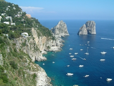 The island of Capri and the seacliffs
