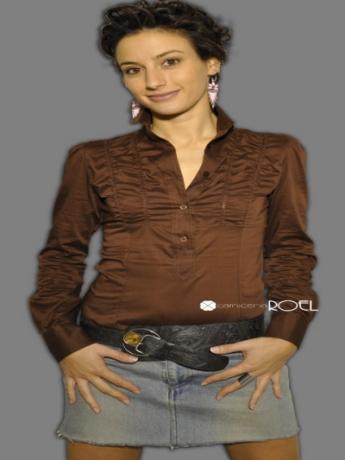 Camicia donna arricciata sul davanti maniche lungh