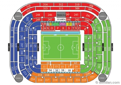 Sector of the stadium San Siro in Milan