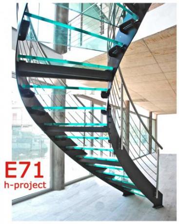 Scala elicoidale prefabbricata acciaio verniciato, vetro, inox
