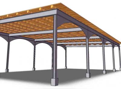 struttura in acciaio e legno pergola