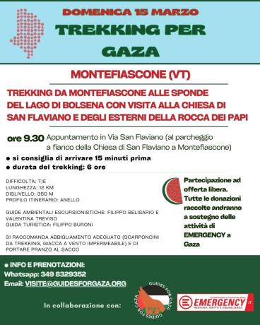 Trekking al lago di Bolsena per Emergency a Gaza