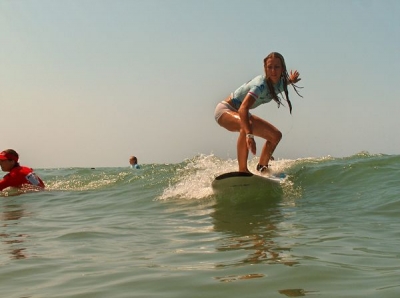 Surfing on the beach in Ostia