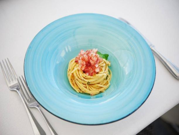 Spaghetti con Tartare di Gambero 