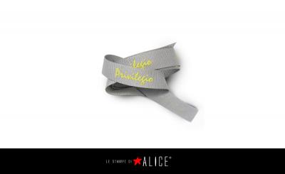 GrosGrain grigio 20mm con stampa rilievo verde 	