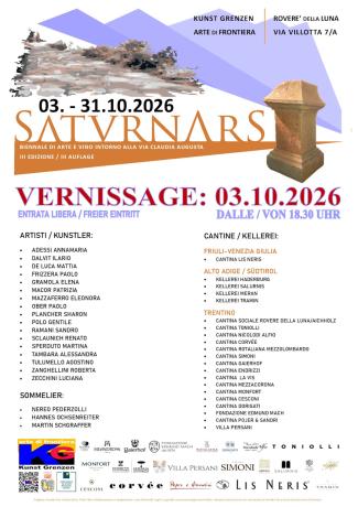 SaturnArs 2026: biennale di Arte e Vino intorno alla Via Claudia Augusta