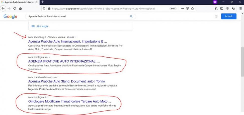 Scalare la SERP di Google: Omologare-pratiche-auto-internazionali
