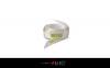Raso bianco 25mm stampa a rilievo verde 	